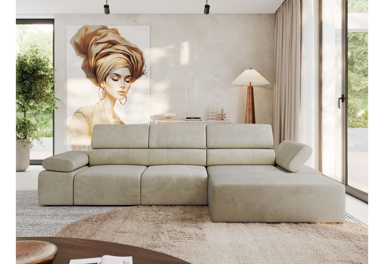 Narożnik z elektrycznym sterowaniem RILASSO L - Monolith 02 - beżowy - OUTLET