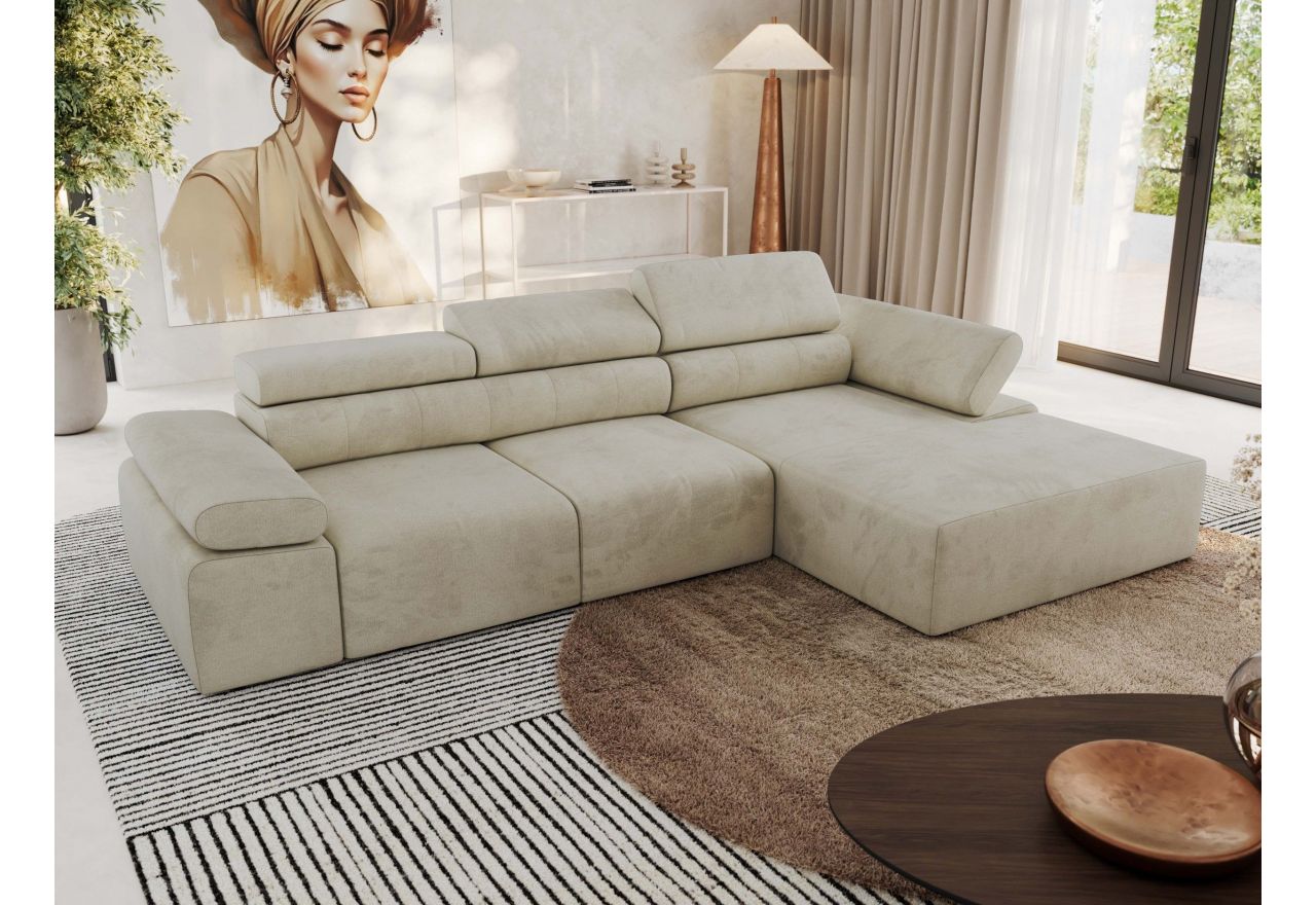 Narożnik z elektrycznym sterowaniem RILASSO L - Monolith 02 - beżowy - OUTLET