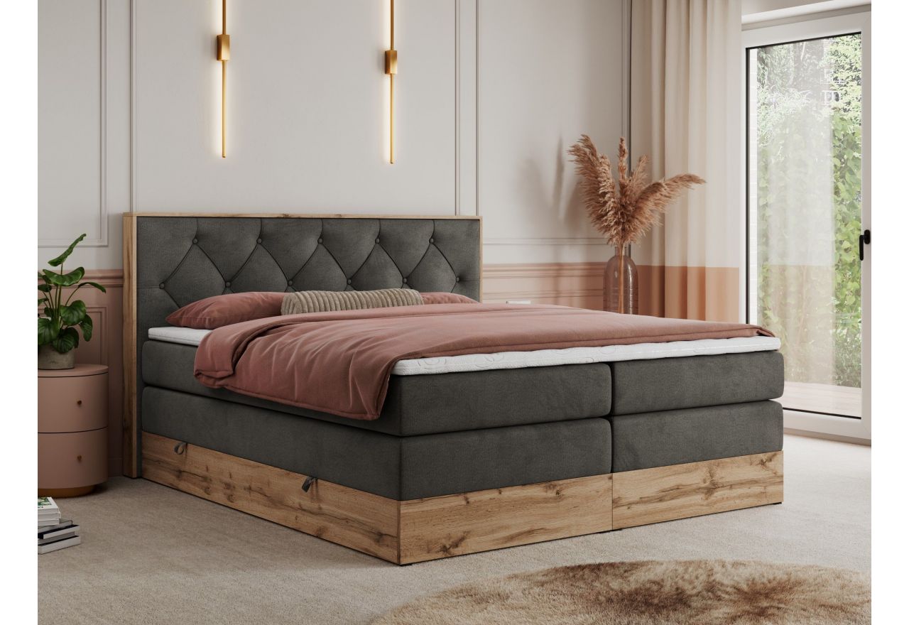 Łóżko kontynentalne VENETO KING 200x200 - Monolith 92 - ciemny szary - OUTLETU