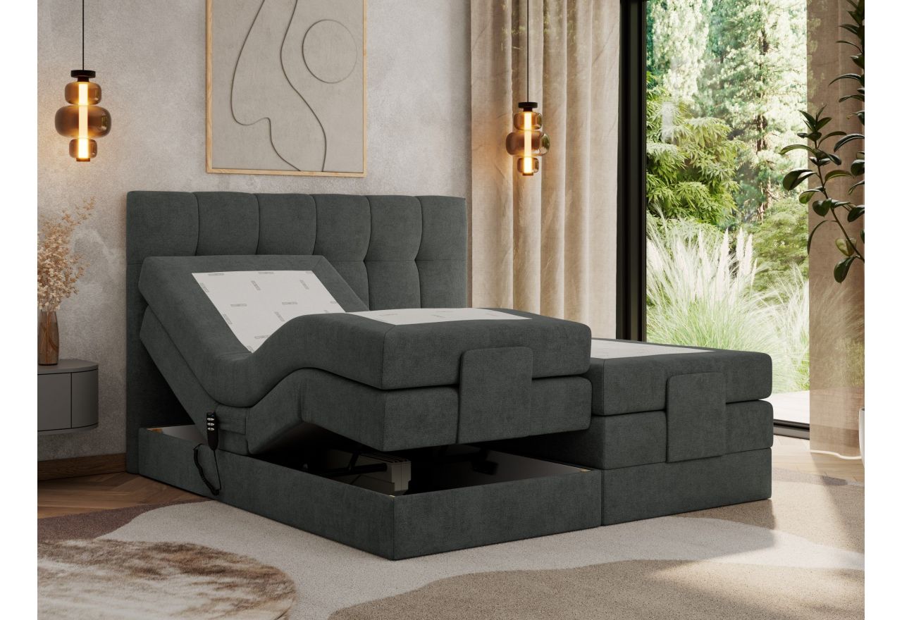 Łóżko kontynentalne VITTORIA 160x200 - Matana 05 - ciemny szary - OUTLET