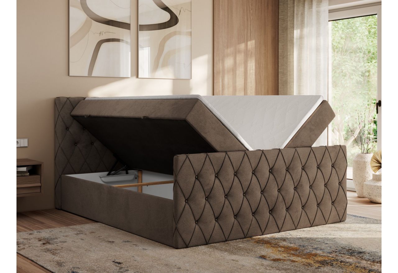 Łóżko kontynentalne MIREN DUO 160x200 - Monolith 15 - brązowy - OUTLET