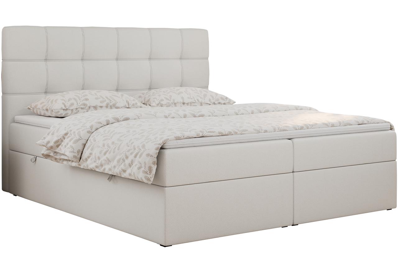 Łóżko kontynentalne ERNI 120x200 - Soft 17 - biała ekoskóra - OUTLETU