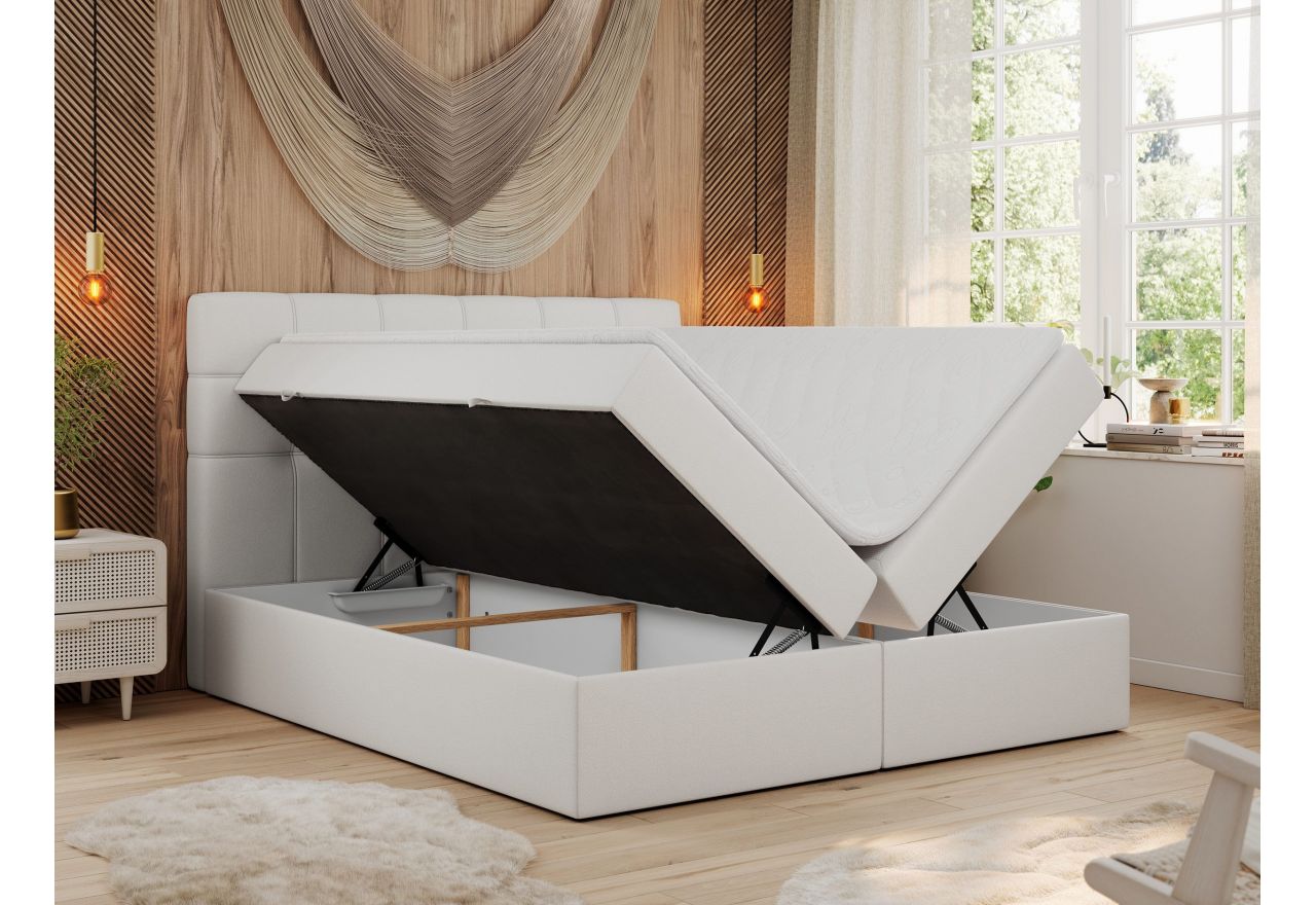 Łóżko kontynentalne ERNI 120x200 - Soft 17 - biała ekoskóra - OUTLETU