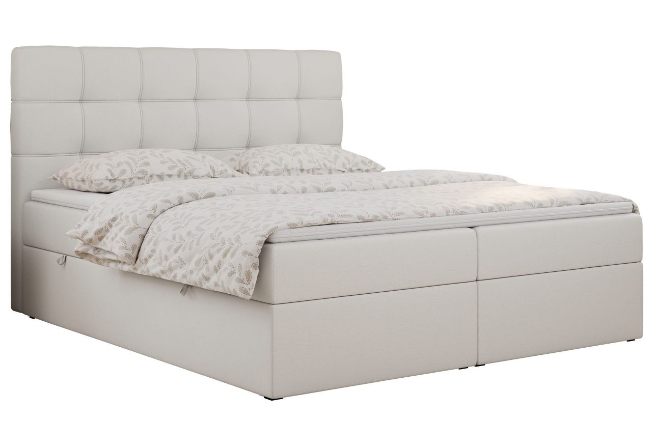 Łóżko kontynentalne ERNI 120x200 - Soft 17 - biała ekoskóra - OUTLETU