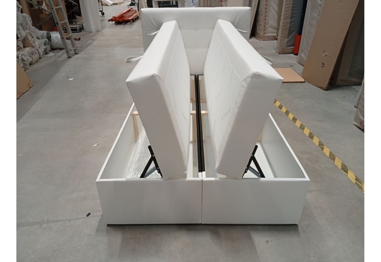 Łóżko kontynentalne ERNI 120x200 - Soft 17 - biała ekoskóra - OUTLETU