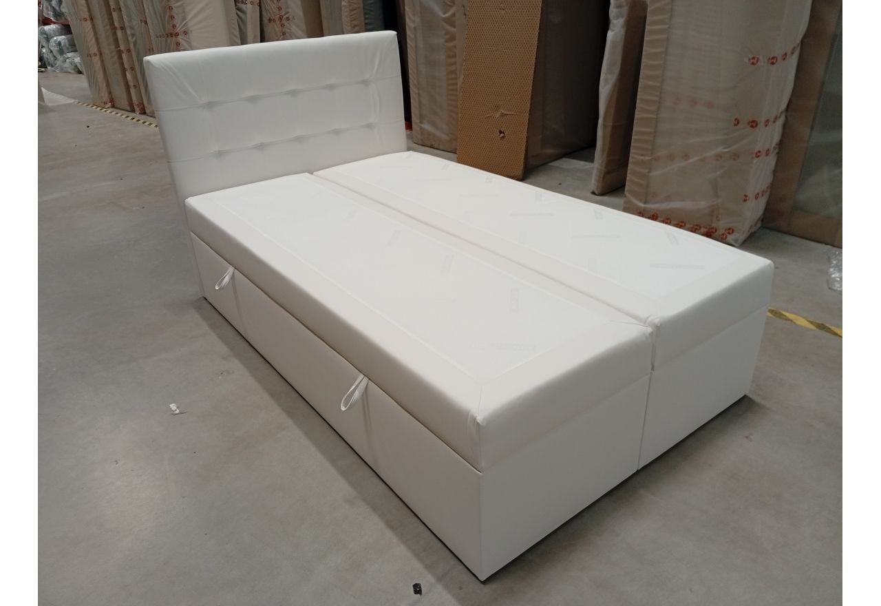 Łóżko kontynentalne ERNI 120x200 - Soft 17 - biała ekoskóra - OUTLETU