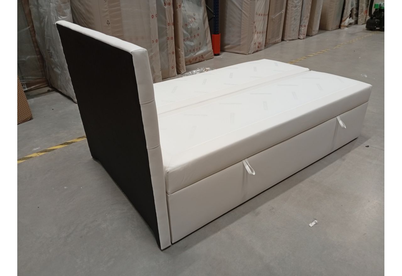 Łóżko kontynentalne ERNI 120x200 - Soft 17 - biała ekoskóra - OUTLETU