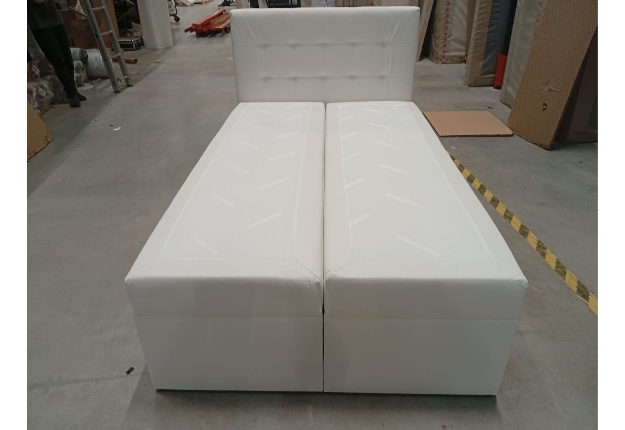 Łóżko kontynentalne ERNI 120x200 - Soft 17 - biała ekoskóra - OUTLETU