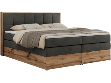 Łóżko kontynentalne ALBERO 1 KING 160x200 - Monolith 92 - ciemny szary - OUTLET