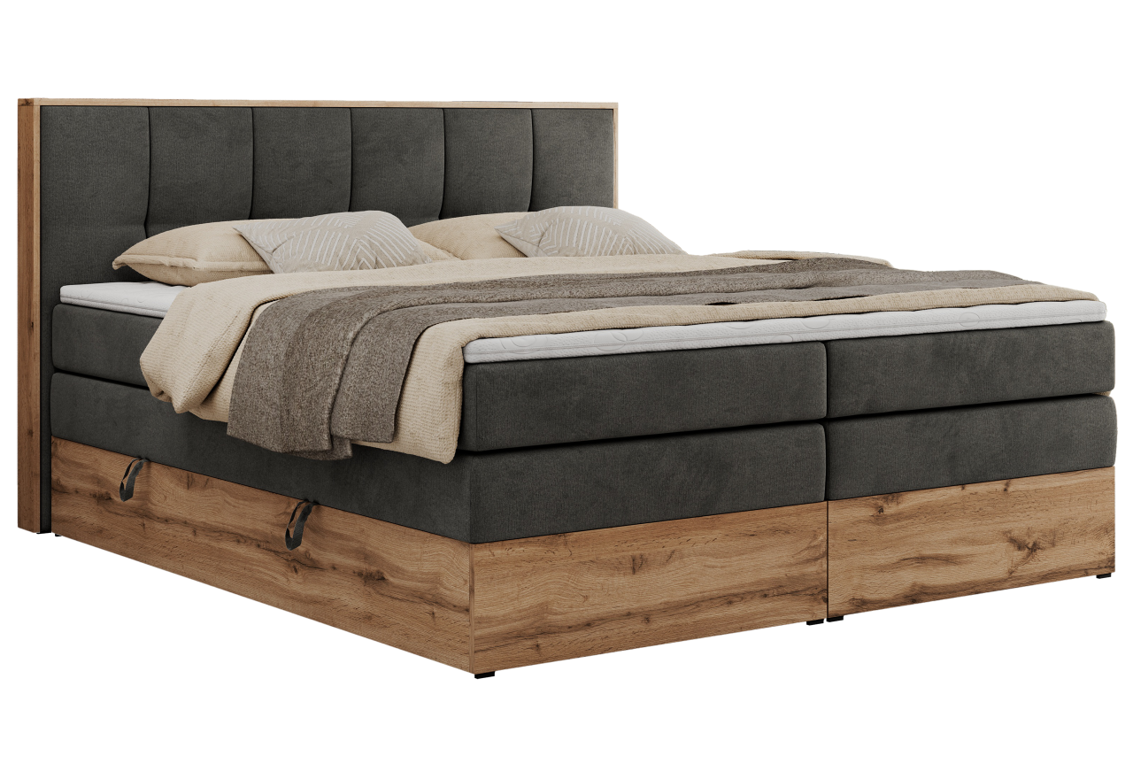 Łóżko kontynentalne ALBERO 1 KING 160x200 - Monolith 92 - ciemny szary - OUTLET