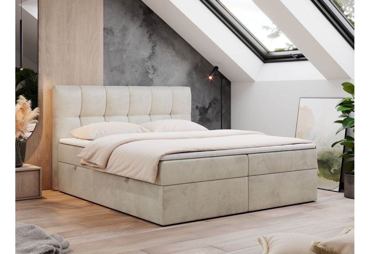 Łóżko kontynentalne RICO 140x200 - Monolith 02 - beżowy - OUTLET