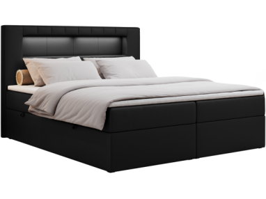 Łóżko kontynentalne GOLD 5 180x200 - Soft 11 - czarna ekoskóra - OUTLET