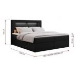 Łóżko kontynentalne GOLD 5 180x200 - Soft 11 - czarna ekoskóra - OUTLET