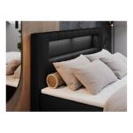 Łóżko kontynentalne GOLD 5 180x200 - Soft 11 - czarna ekoskóra - OUTLET