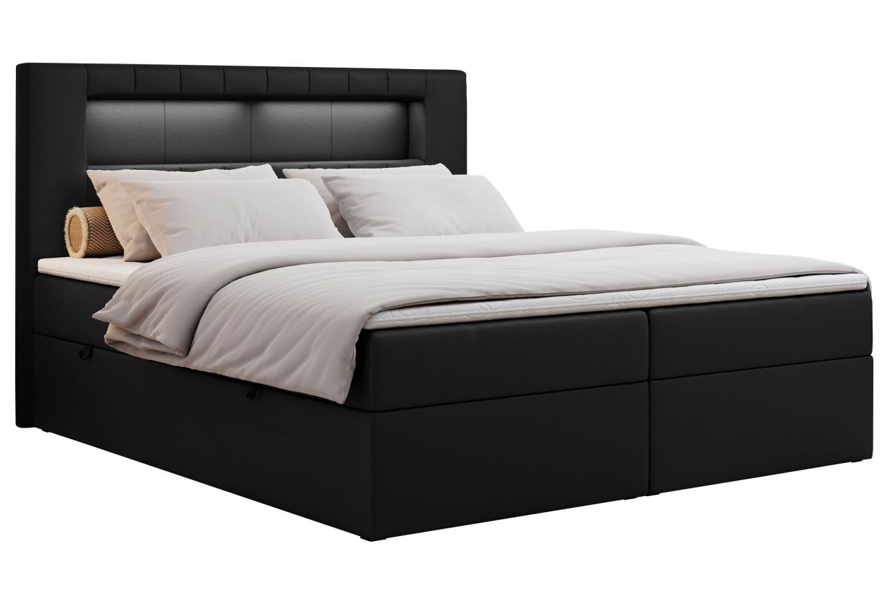 Łóżko kontynentalne GOLD 5 180x200 - Soft 11 - czarna ekoskóra - OUTLET