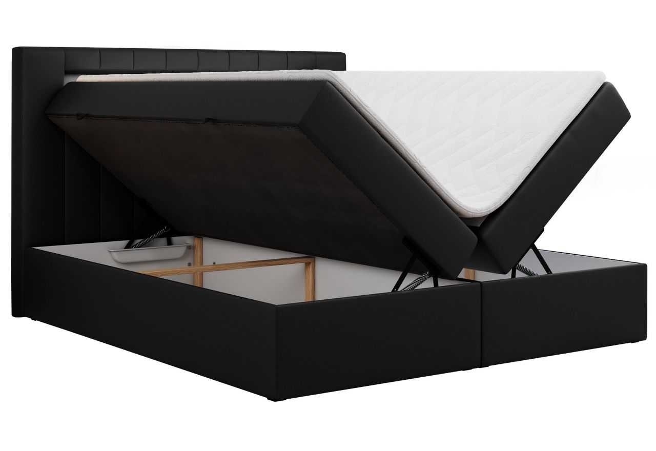 Łóżko kontynentalne GOLD 5 180x200 - Soft 11 - czarna ekoskóra - OUTLET