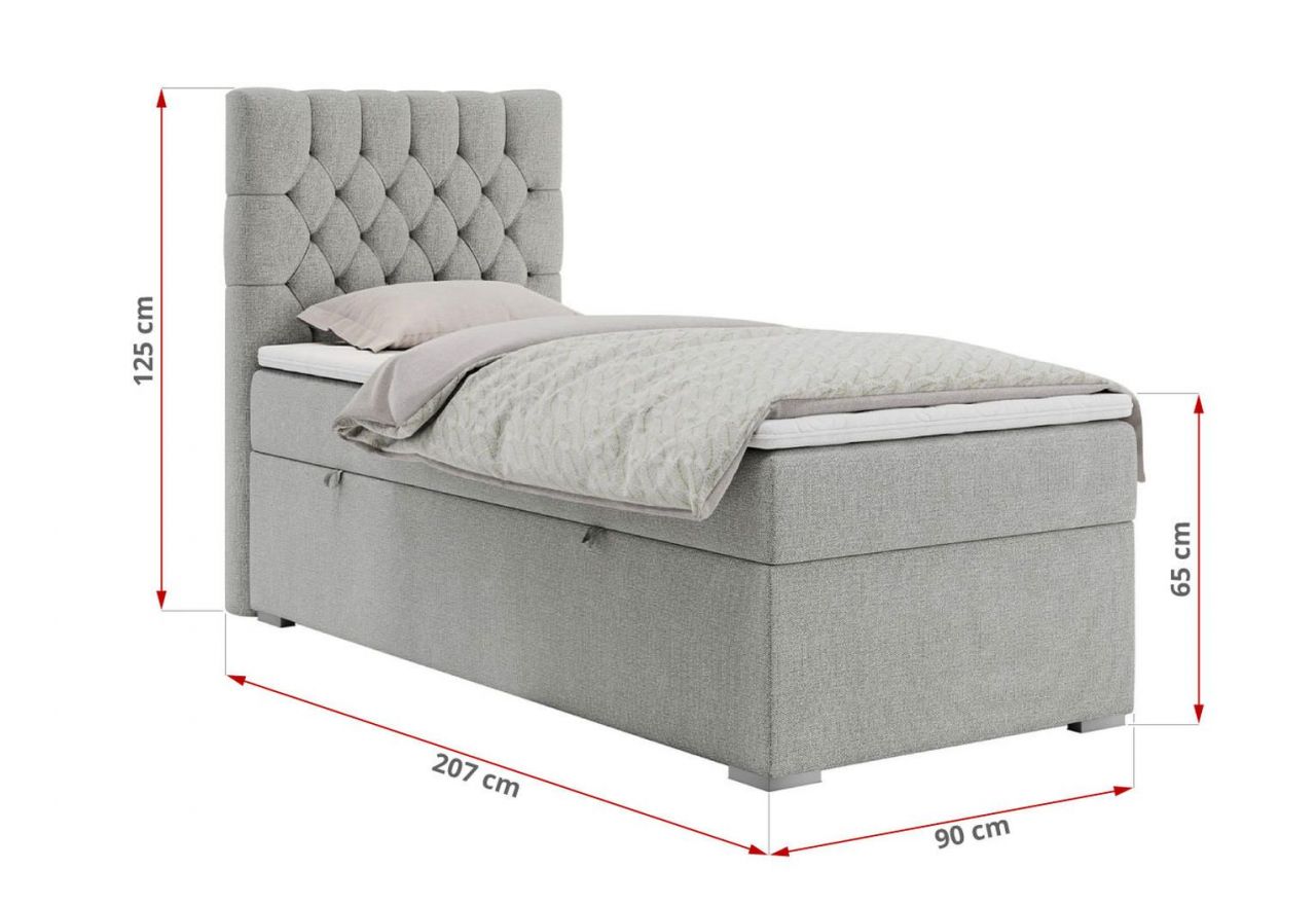 Łóżko kontynentalne PERA 90x200 - Matana 01 - jasny szary - OUTLET