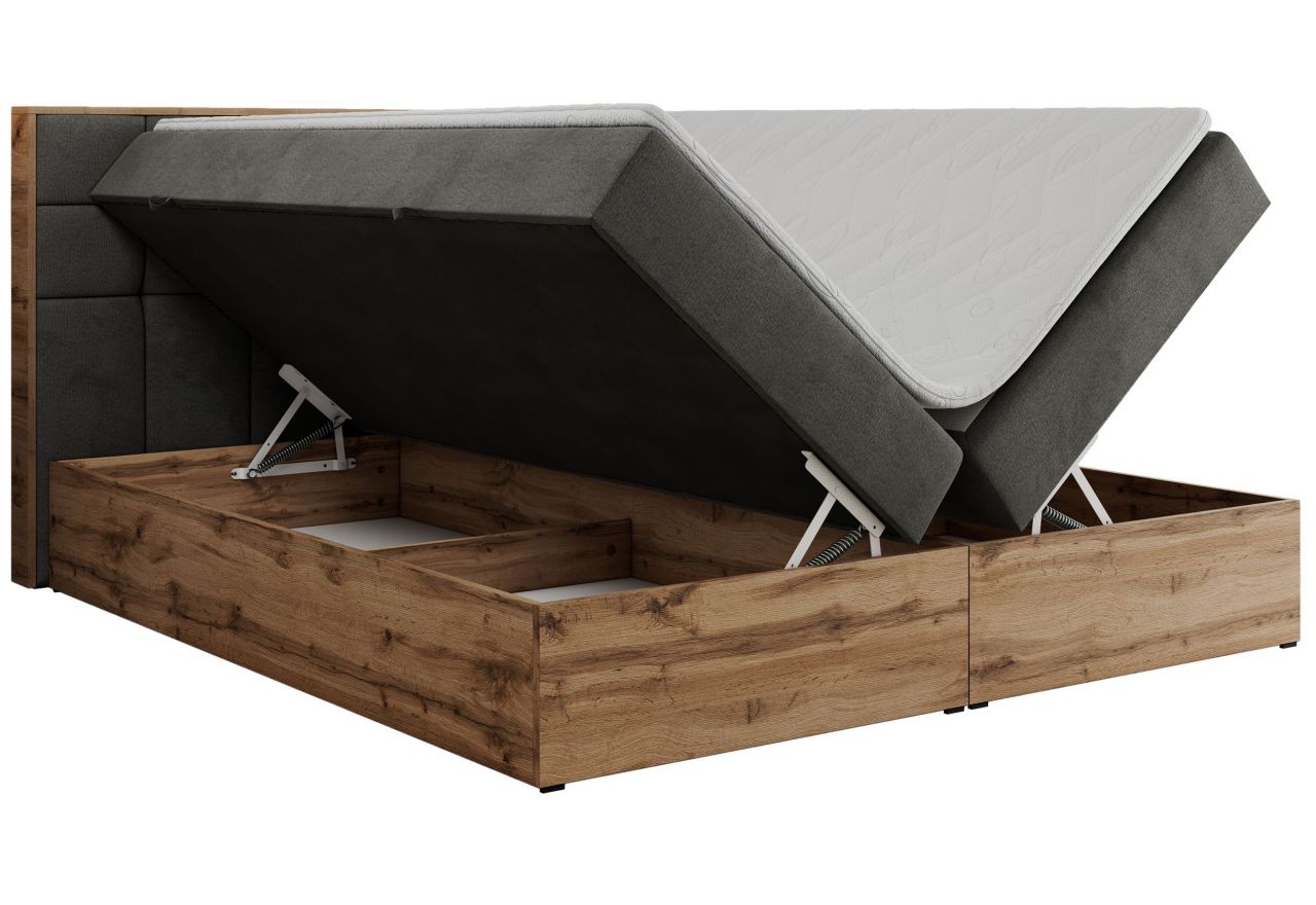 Łóżko kontynentalne ALBERO 1 180x200 - Monolith 92 - ciemny szary - OUTLET