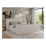 Łóżko tapicerowane EMORA CLASSIC DUO 200x200 - beżowy, sztruks