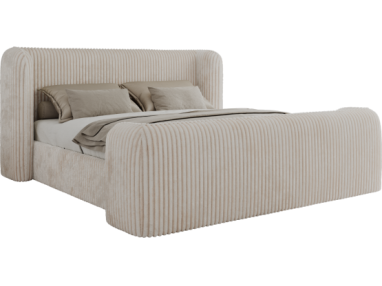 Łóżko tapicerowane EMORA CLASSIC DUO 160x200 - materac piankowy - beżowy, sztruks