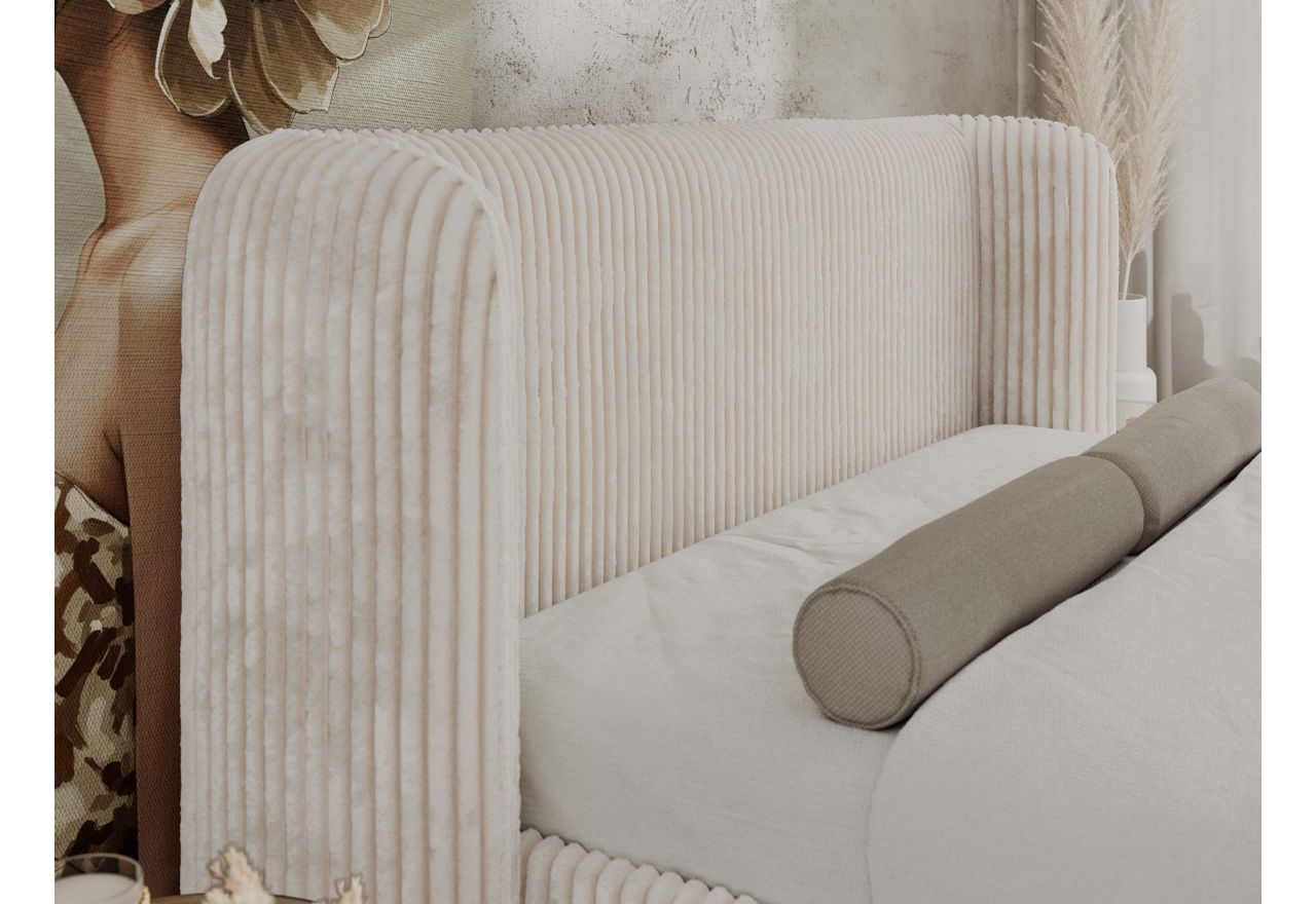 Łóżko tapicerowane EMORA CLASSIC DUO 160x200 - materac piankowy - beżowy, sztruks