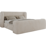 Łóżko tapicerowane EMORA CLASSIC DUO 160x200 - materac pocket - beżowy, sztruks