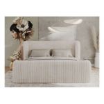 Łóżko tapicerowane EMORA CLASSIC DUO 180x200 - materac pocket - beżowy, sztruks