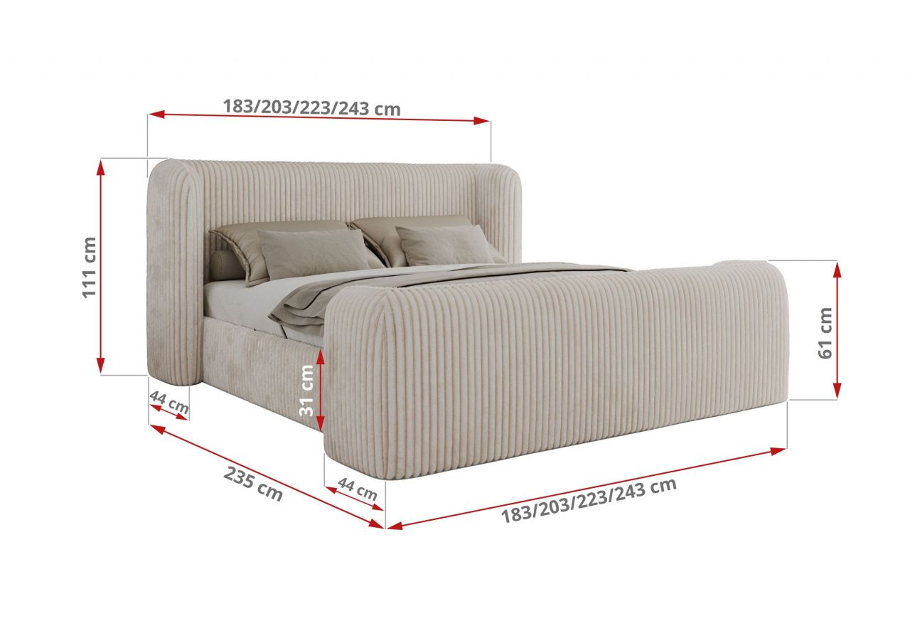 Łóżko tapicerowane EMORA CLASSIC DUO 140x200 - materac multipocket - beżowy, sztruks