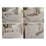 Łóżko tapicerowane EMORA CLASSIC DUO 200x200 - materac multipocket - beżowy, sztruks