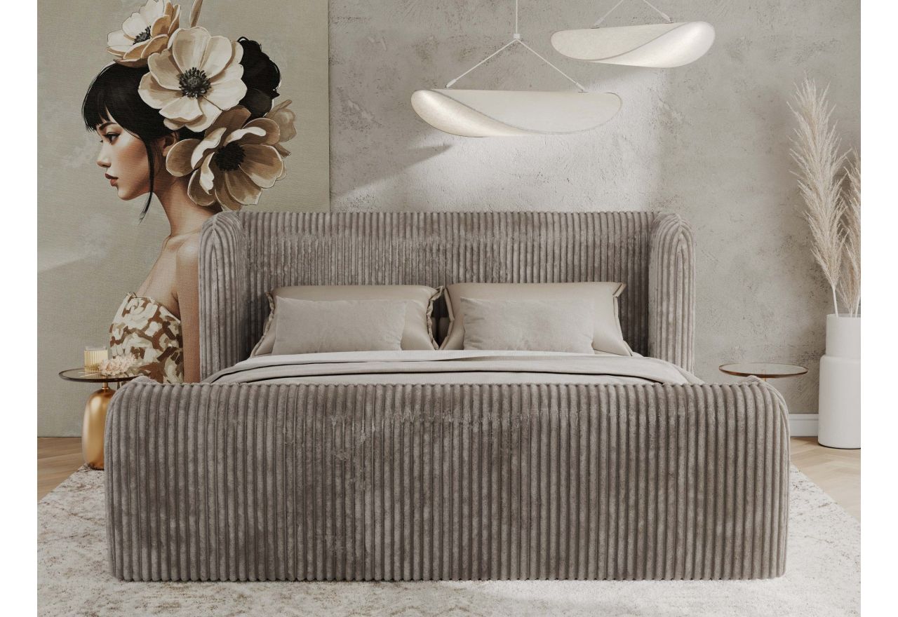 Łóżko tapicerowane EMORA CLASSIC DUO 180x200 - jasnobrązowy, sztruks