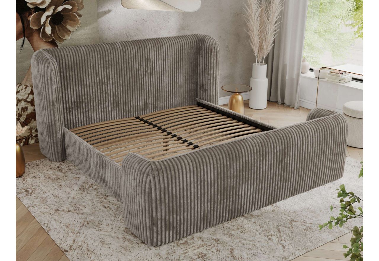 Łóżko tapicerowane EMORA CLASSIC DUO 200x200 - jasnobrązowy, sztruks