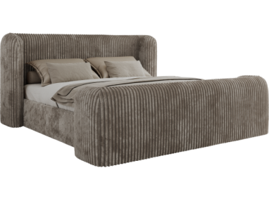 Łóżko tapicerowane EMORA CLASSIC DUO 160x200 - materac piankowy - jasnobrązowy, sztruks