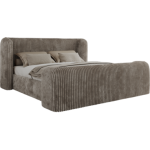 Łóżko tapicerowane EMORA CLASSIC DUO 140x200 - materac multipocket - jasnobrązowy, sztruks