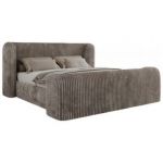 Łóżko tapicerowane EMORA CLASSIC DUO 140x200 - materac multipocket - jasnobrązowy, sztruks