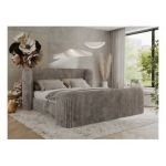 Łóżko tapicerowane EMORA CLASSIC DUO 160x200 - materac multipocket - jasnobrązowy, sztruks