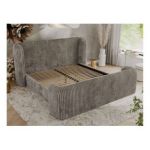 Łóżko tapicerowane EMORA CLASSIC DUO 160x200 - materac multipocket - jasnobrązowy, sztruks