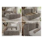 Łóżko tapicerowane EMORA CLASSIC DUO 160x200 - materac multipocket - jasnobrązowy, sztruks