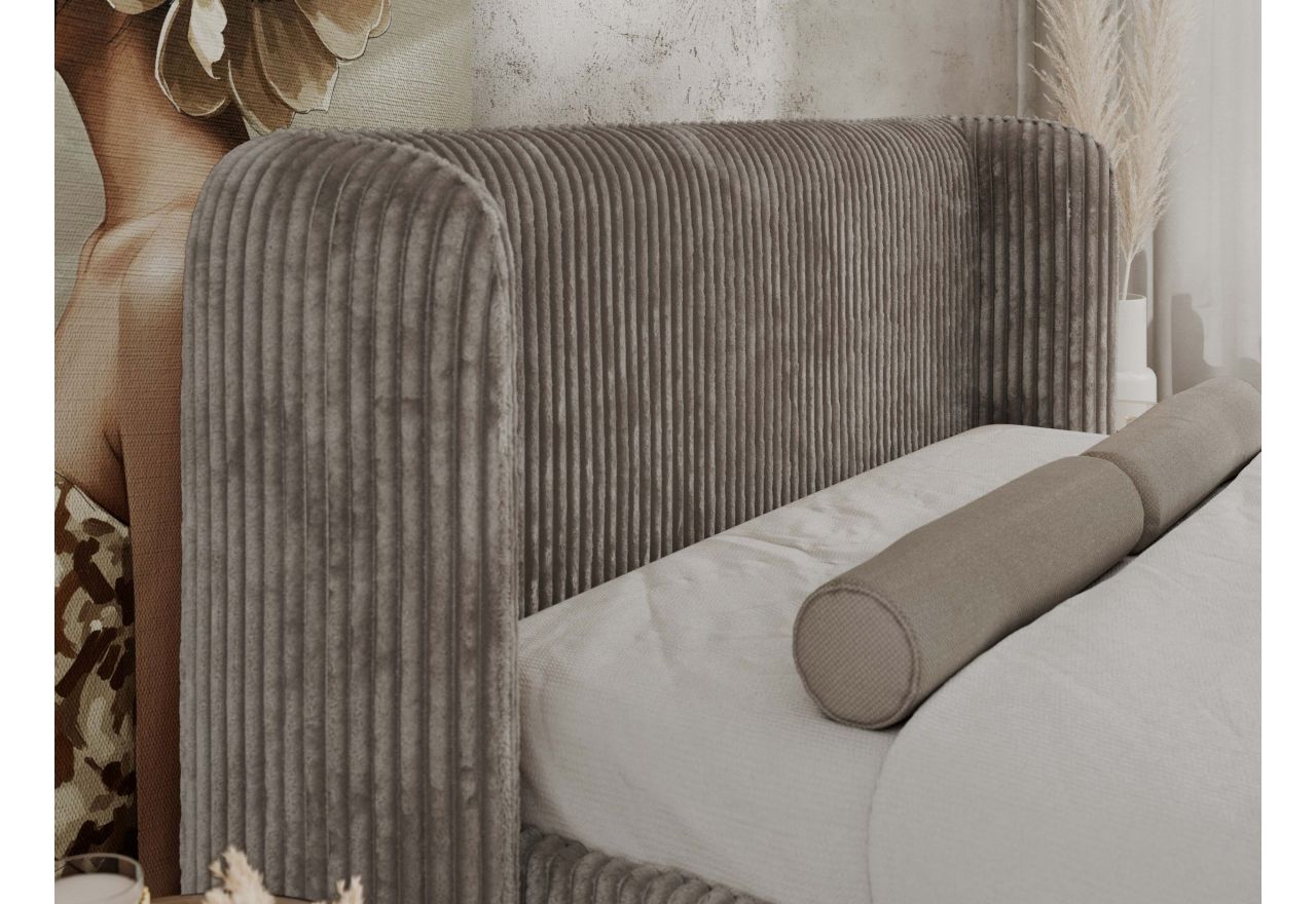 Łóżko tapicerowane EMORA CLASSIC DUO 180x200 - materac multipocket - jasnobrązowy, sztruks