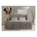 Łóżko tapicerowane EMORA CLASSIC DUO 200x200 - materac multipocket - jasnobrązowy, sztruks