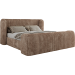 Łóżko tapicerowane EMORA CLASSIC DUO 200x200 - materac piankowy - brązowy, sztruks