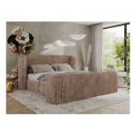 Łóżko tapicerowane EMORA CLASSIC DUO 140x200 - materac pocket - brązowy, sztruks