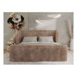 Łóżko tapicerowane EMORA CLASSIC DUO 140x200 - materac pocket - brązowy, sztruks