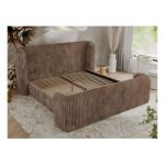Łóżko tapicerowane EMORA CLASSIC DUO 180x200 - materac pocket - brązowy, sztruks