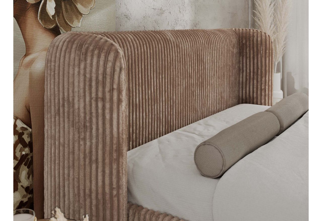 Łóżko tapicerowane EMORA CLASSIC DUO 180x200 - materac pocket - brązowy, sztruks