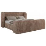 Łóżko tapicerowane EMORA CLASSIC DUO 180x200 - materac pocket - brązowy, sztruks