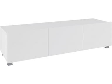 Szafka RTV 150 cm z trzema frontami w połysku do salonu lub pokoju - CONTROL Biały / Biały połysk