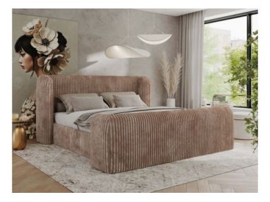 Łóżko tapicerowane EMORA CLASSIC DUO 140x200 - materac multipocket - brązowy, sztruks