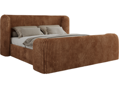 Łóżko tapicerowane EMORA CLASSIC DUO 180x200 - materac piankowy - pomarańczowy, sztruks