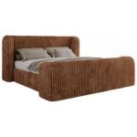 Łóżko tapicerowane EMORA CLASSIC DUO 160x200 - materac pocket - pomarańczowy, sztruks