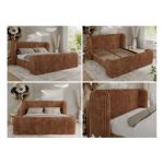 Łóżko tapicerowane EMORA CLASSIC DUO 200x200 - materac pocket - pomarańczowy, sztruks